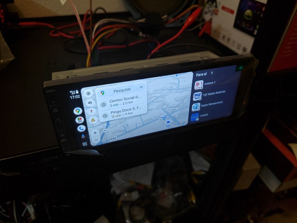 Rádio 1 DIN Android 13 ecrã 6.8" + Carplay + RDS + GPS