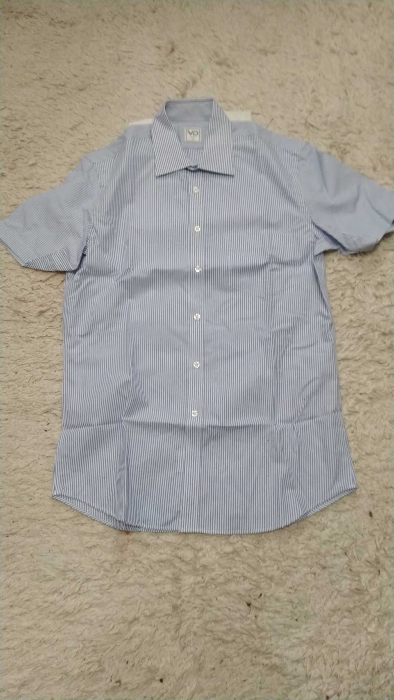 Рубашка VD one с коротким рукавом белая с синей полоской, размер 40