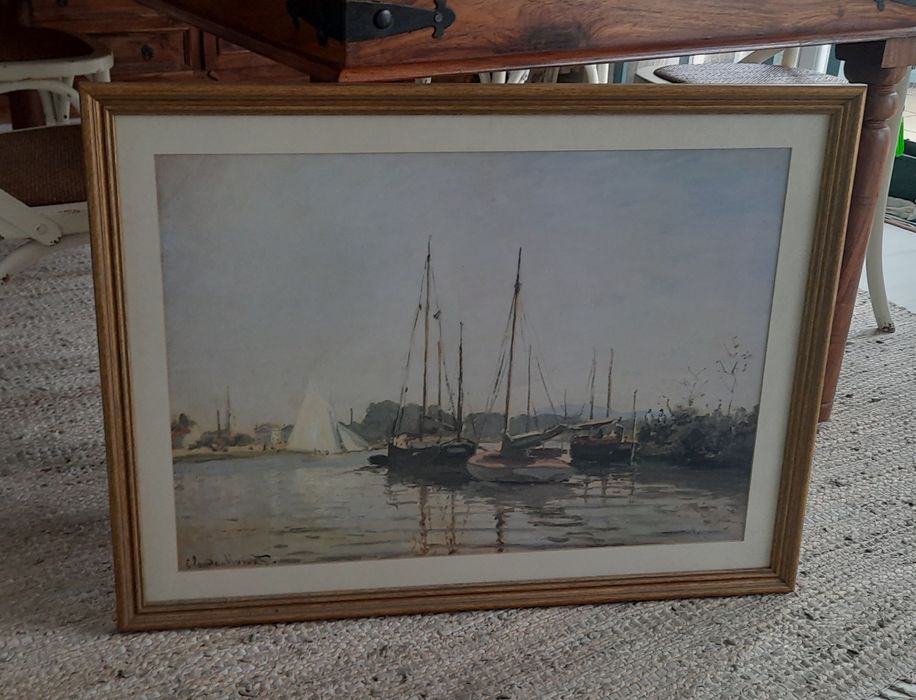 Quadro barcos vidro anti reflexo