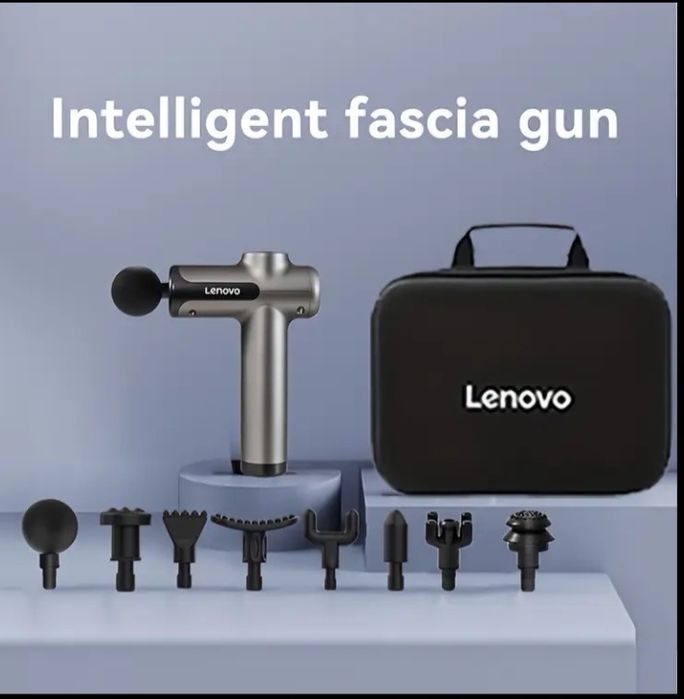 Перкусійний масажер для тіла та м'язів Lenovo + 8 насадок + кейс
