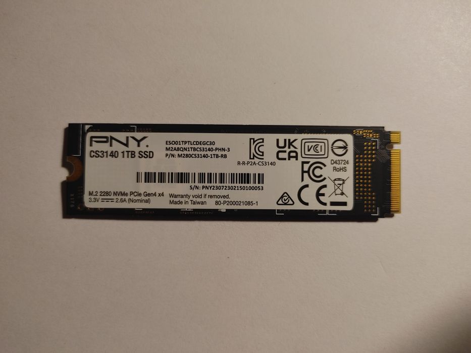 Dysk NVMe 1TB M.2 2280 PNY CS3140 do Playstation 5/PC