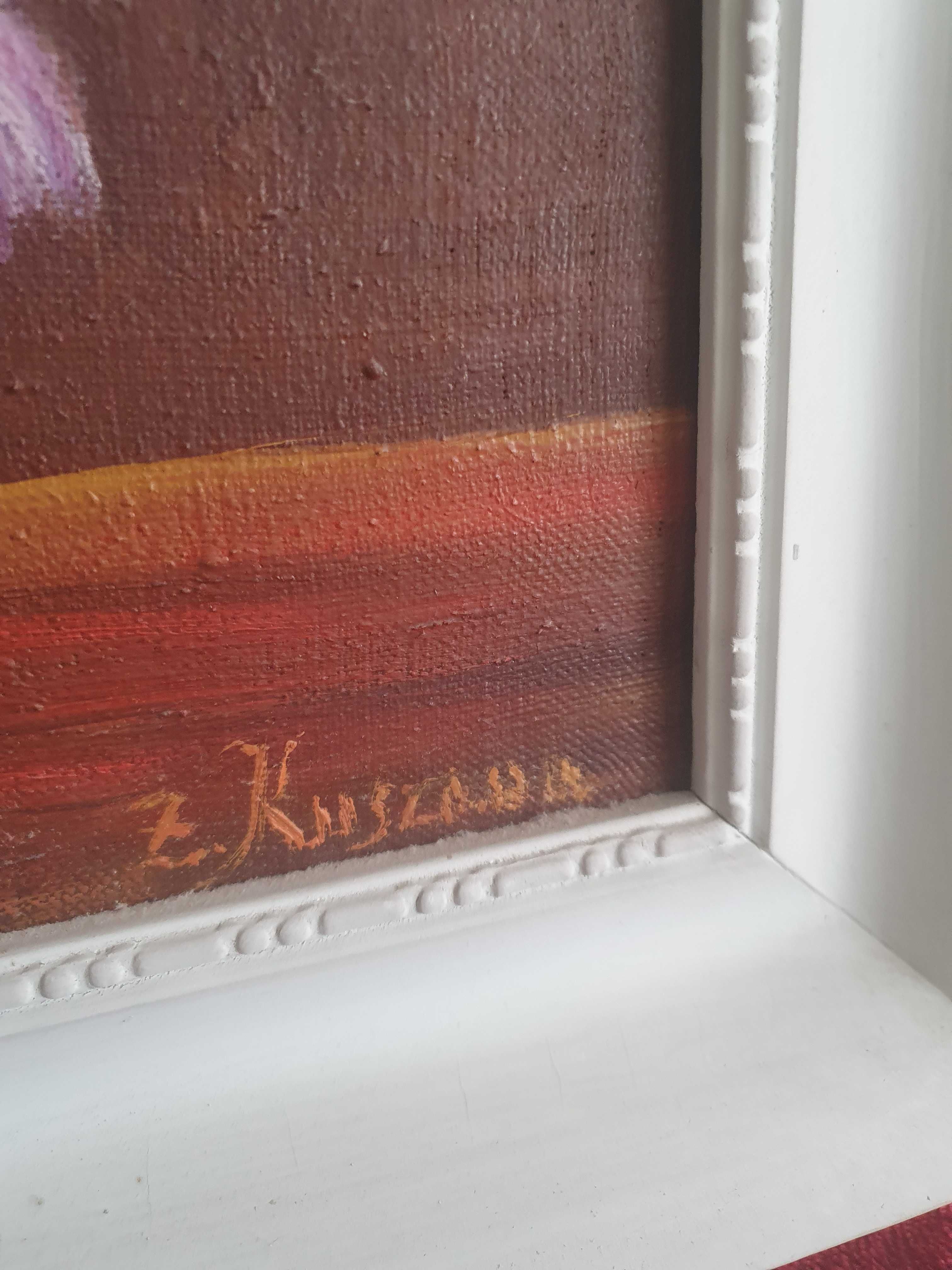 obraz olejny na ścianę kwiaty w ramie 52*52cm płótno plus prezent