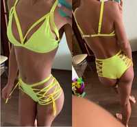 Dwuczęściowe bikini kostium strój kąpielowy dwuczęściowy S żółty