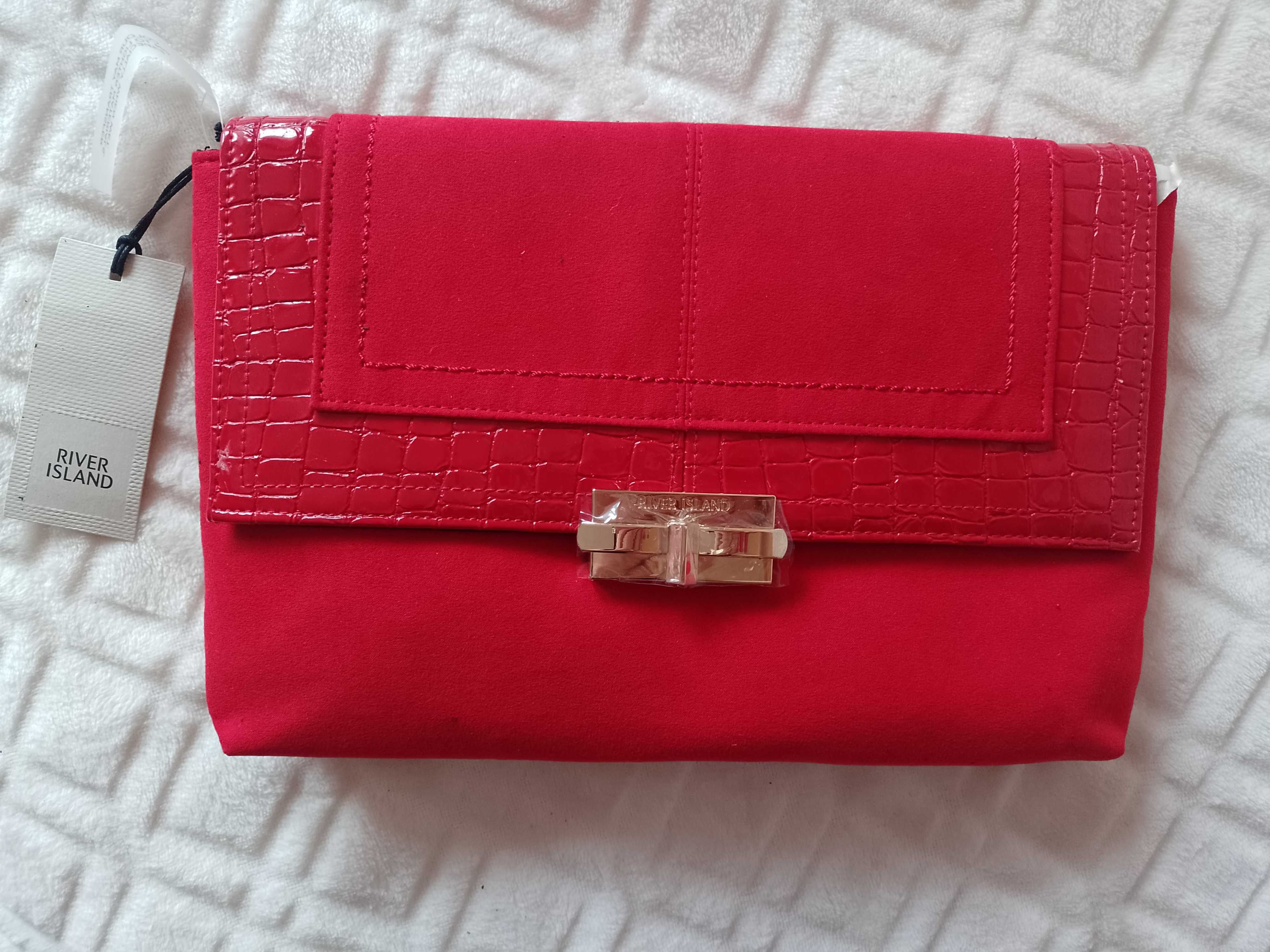 RIVER ISLAND/ Czerwona torebka kopertówka z Londynu, NOWA