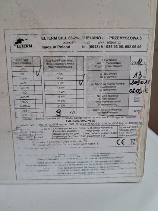 Piec elektryczny Elterm EKW9