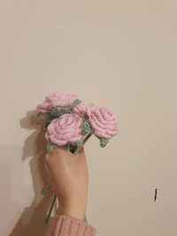 Róże szydełkowane handmade 3 sztuki