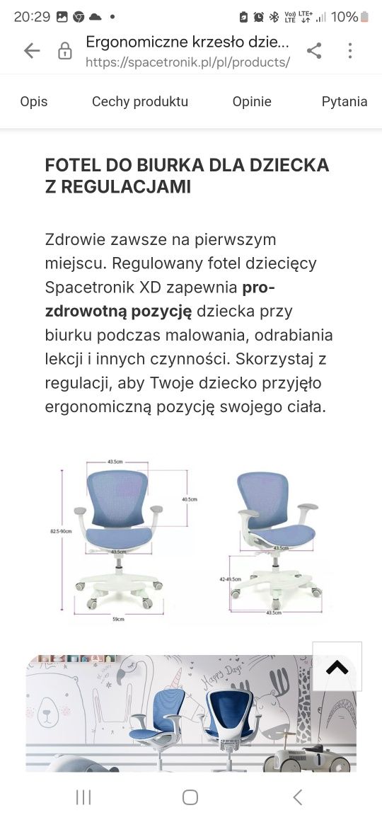 Ergonomiczne krzesło spacetronic dziecięce