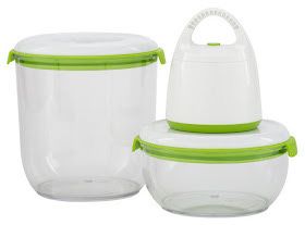 5 x - Conjunto caixas conservação alimentos a vácuo + bomba - NOVO