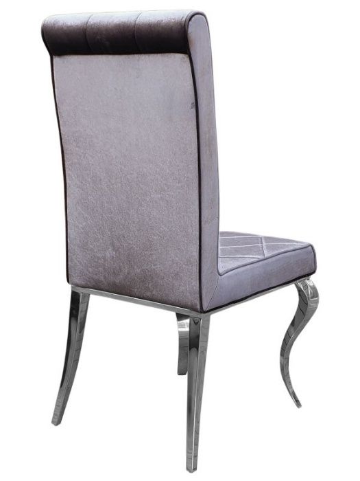 Krzesło Glamour szare z chromowanymi nogami Ft 216 od ręki Poznań