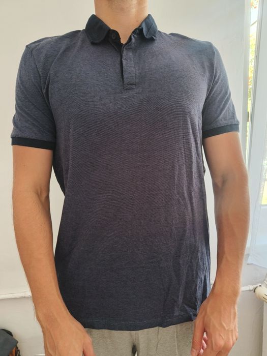 Męska koszulka polo XL granatowo szara