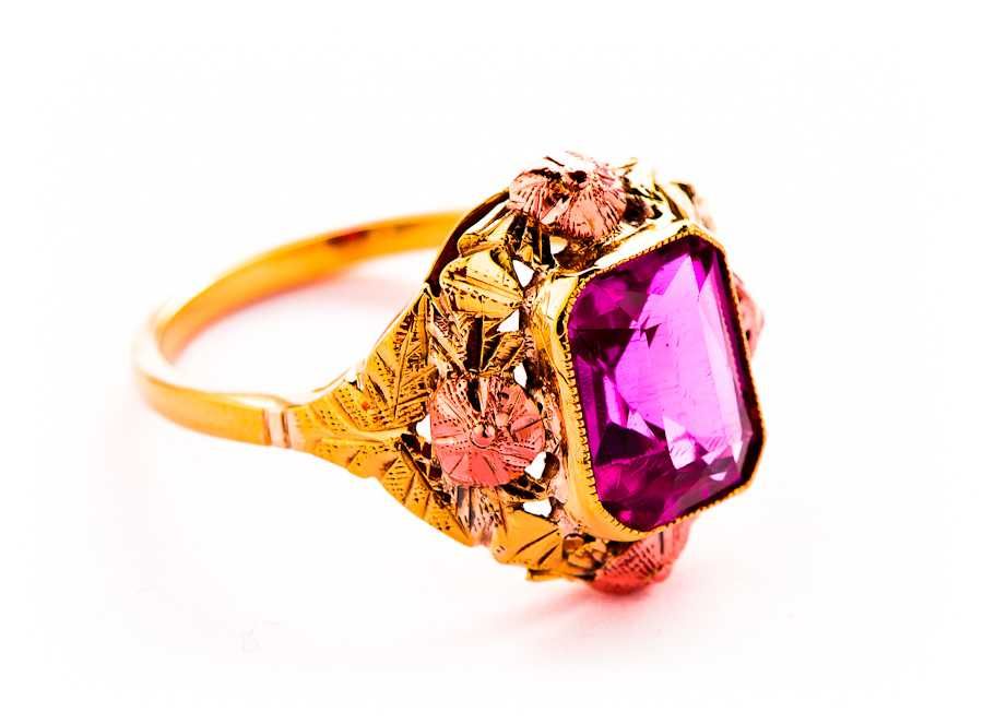 Przedwojenny Złoty Pierścionek - Wina Czar - 14K - 4,66g - Kraków