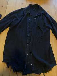 Czarna koszulowa sukienka postrzepiona r. 36