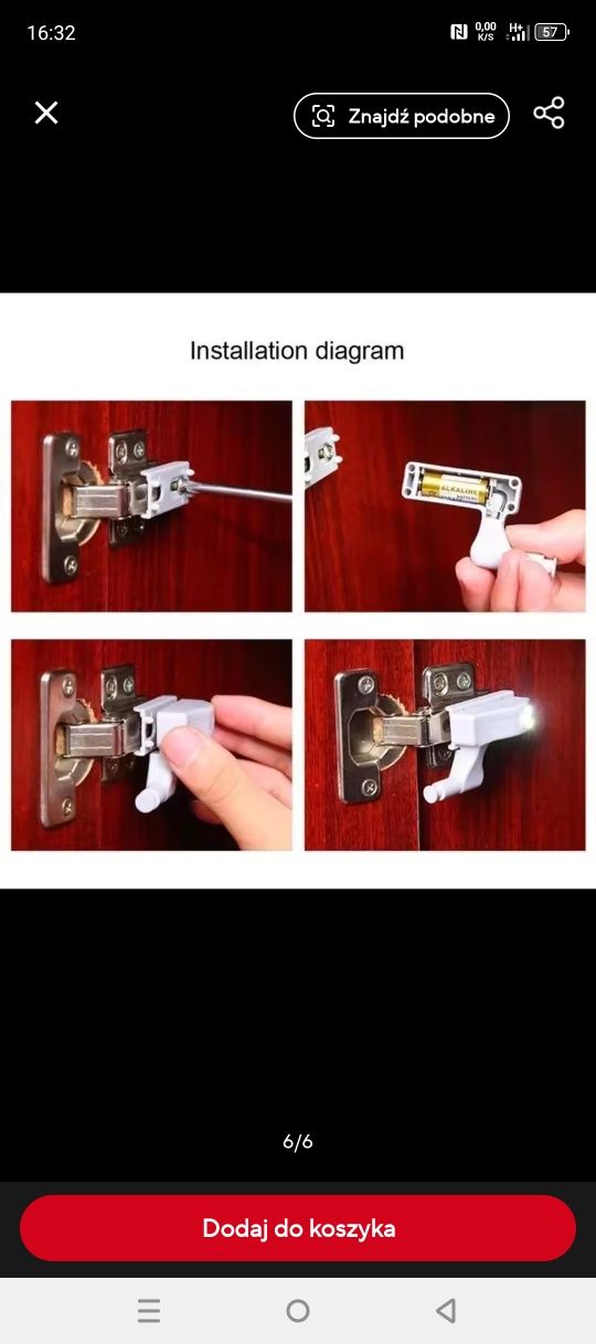 Lampki na zawiasy mebli 10szt led