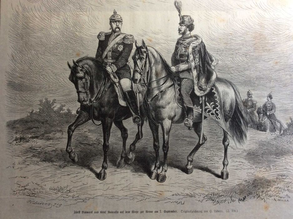 O príncipe Bismarck e o conselheiro, a caminho de uma revista militar.