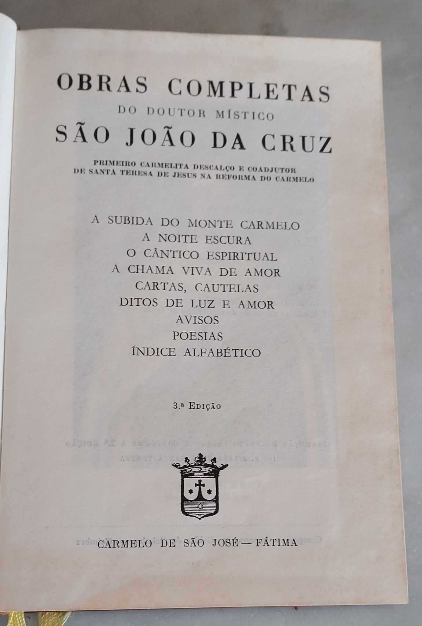 Raro Livro Antigo - Obras Completas DR Místico São João Da Cruz [1977]