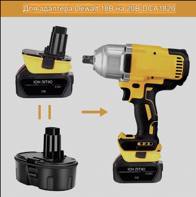 Адаптер акумулятора dewalt DCA1820 20 В
