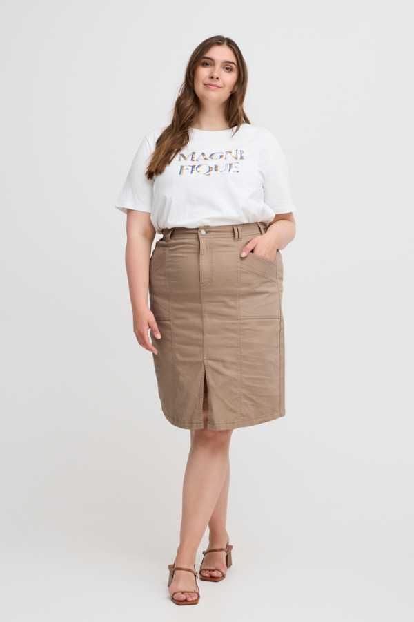 SIMPLE WISH spódnica midi prosta wygodna bawełna plus size 52
