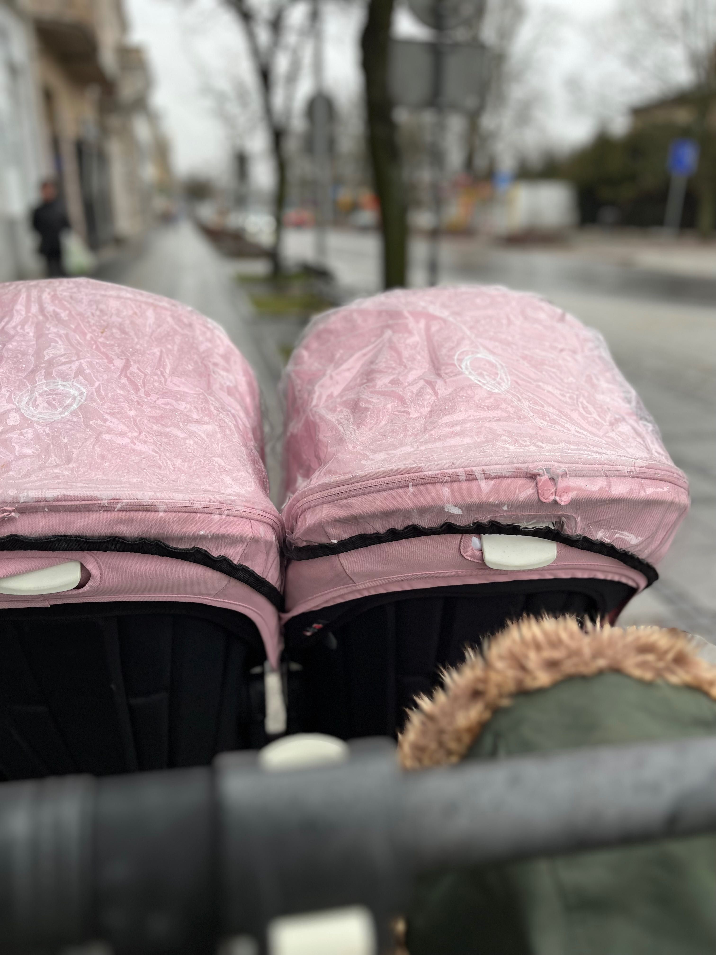 Wózek spacerówka podwójny różowy bugaboo donkey dostawka
