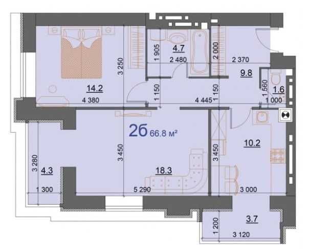 Продаж 2кк 66,8 м2. ЖК Курортний. Є-Оселя.