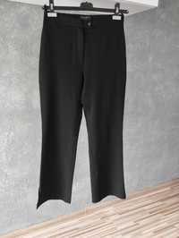 Klasyczne czarne spodnie, proste z rozcięciami po bokach, L