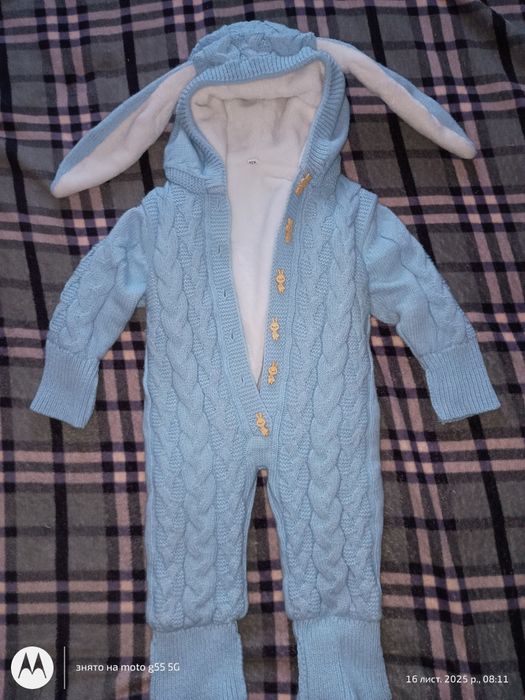 Теплий зимовий  зайка /комбінезон 74р