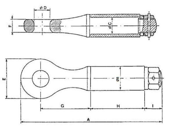Ucho zaczepu, obrotowe 52 mm, L-390 25 t OTO25