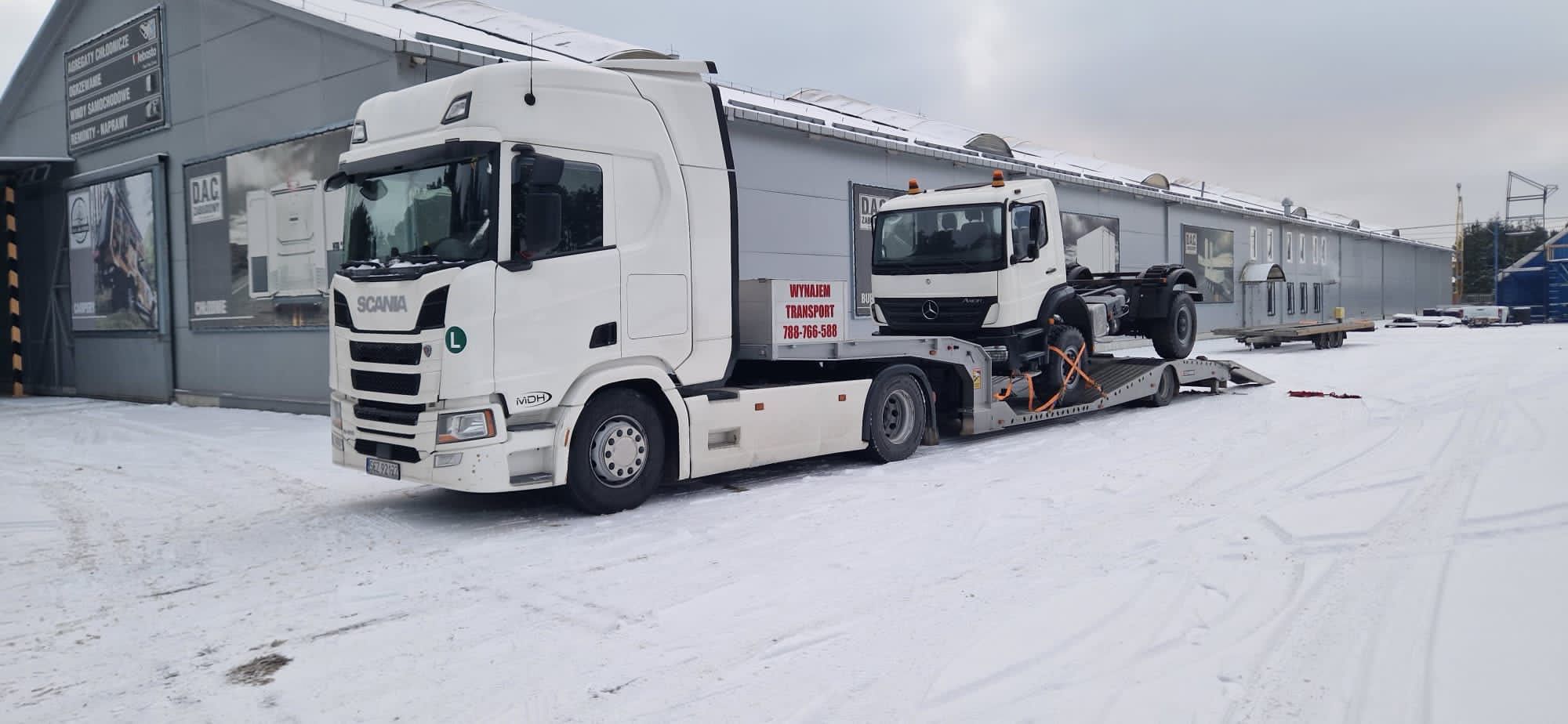 Laweta do transportu ciągników siodłowych. Wynajem niskopodwozie