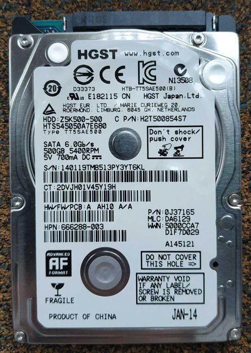 Жесткий диск 500ГБ HDD 2,5 Hitachi Z5K500-500 HTS545050A7E680