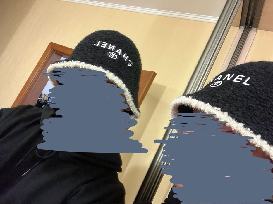 Панама CHANEL оригінал чорна зима унісекс тепла шерпа