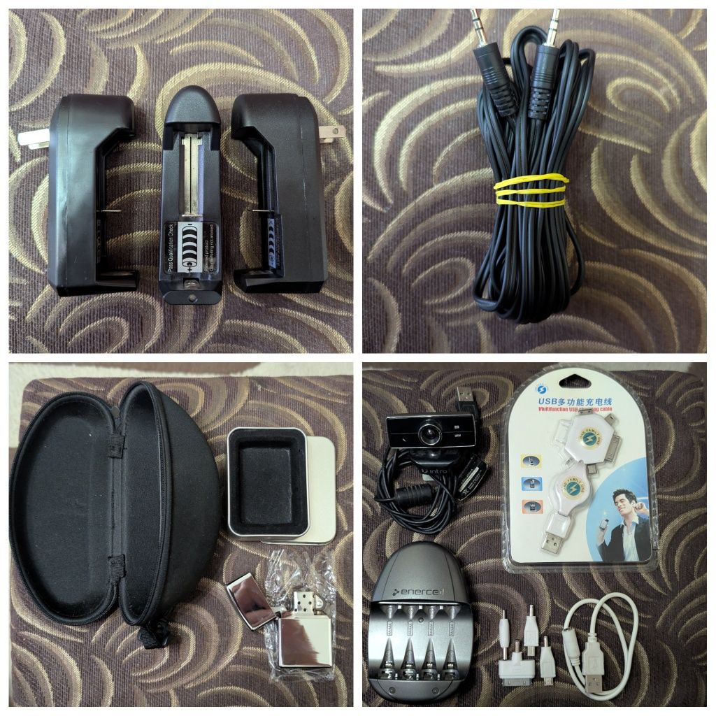 Продам старые зарядки, часы, zippo, usb, aux, наушники, адаптеры