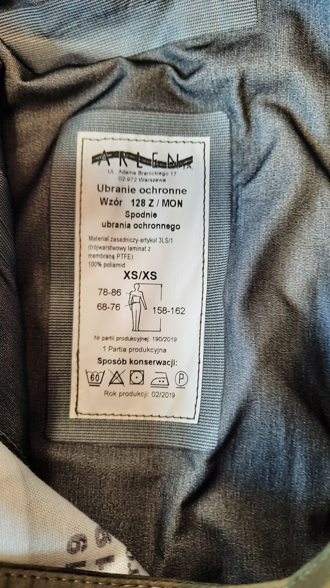 Sprzedam ubranie ochronne WZ 128Z/MON rozmiar XS/XS