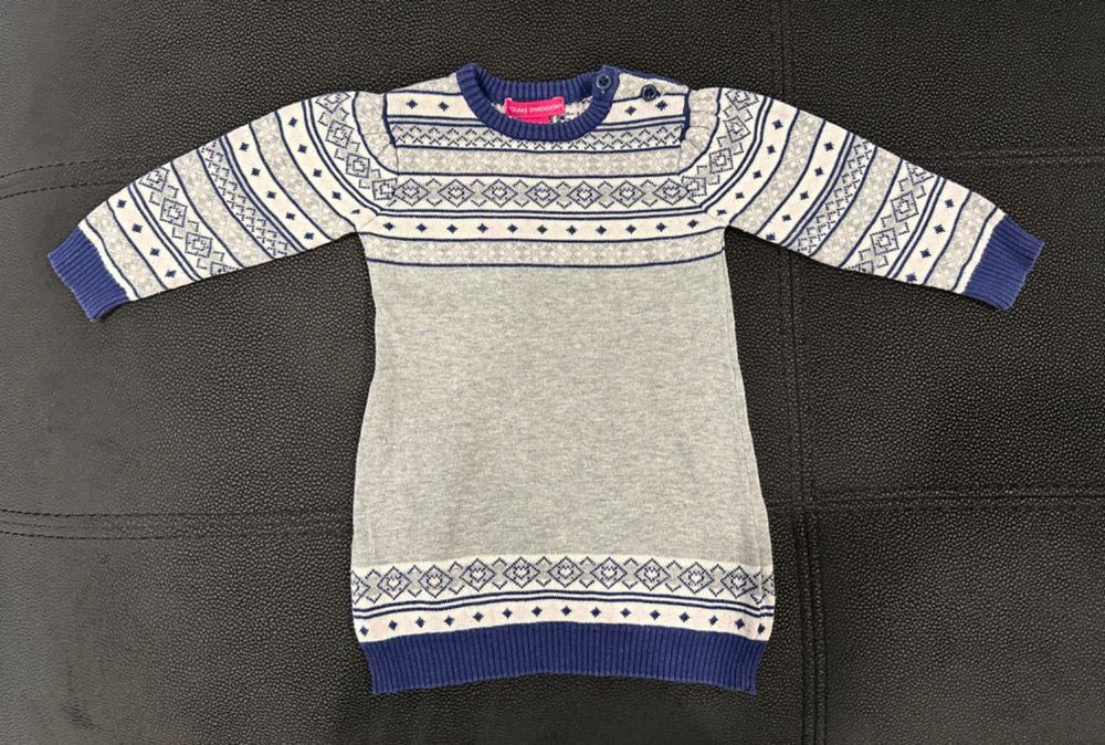 Camisola / Vestido Cinza / Azul 9-12M