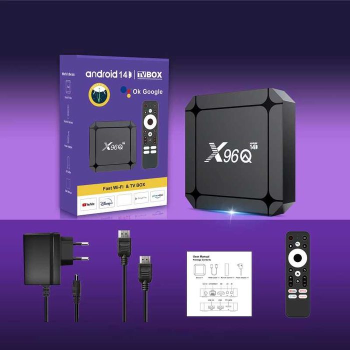 Смарт ТВ приставка X96Q RK3518 2/16 Гб Android TV 14 Smart Box