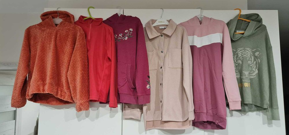 PAKA 4x kurtka 8x bluza sweter 128 134 zestaw dziewczynka JESIEŃ ZIMA