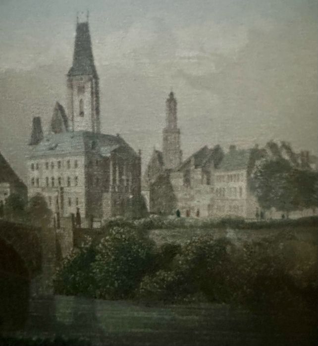Grafika Breslau Wrocław Most Królewski 1840