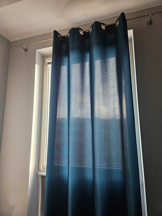 Zasłona 2 sztuki na okno szmaragd morskie 140 x 250 cm przelotki