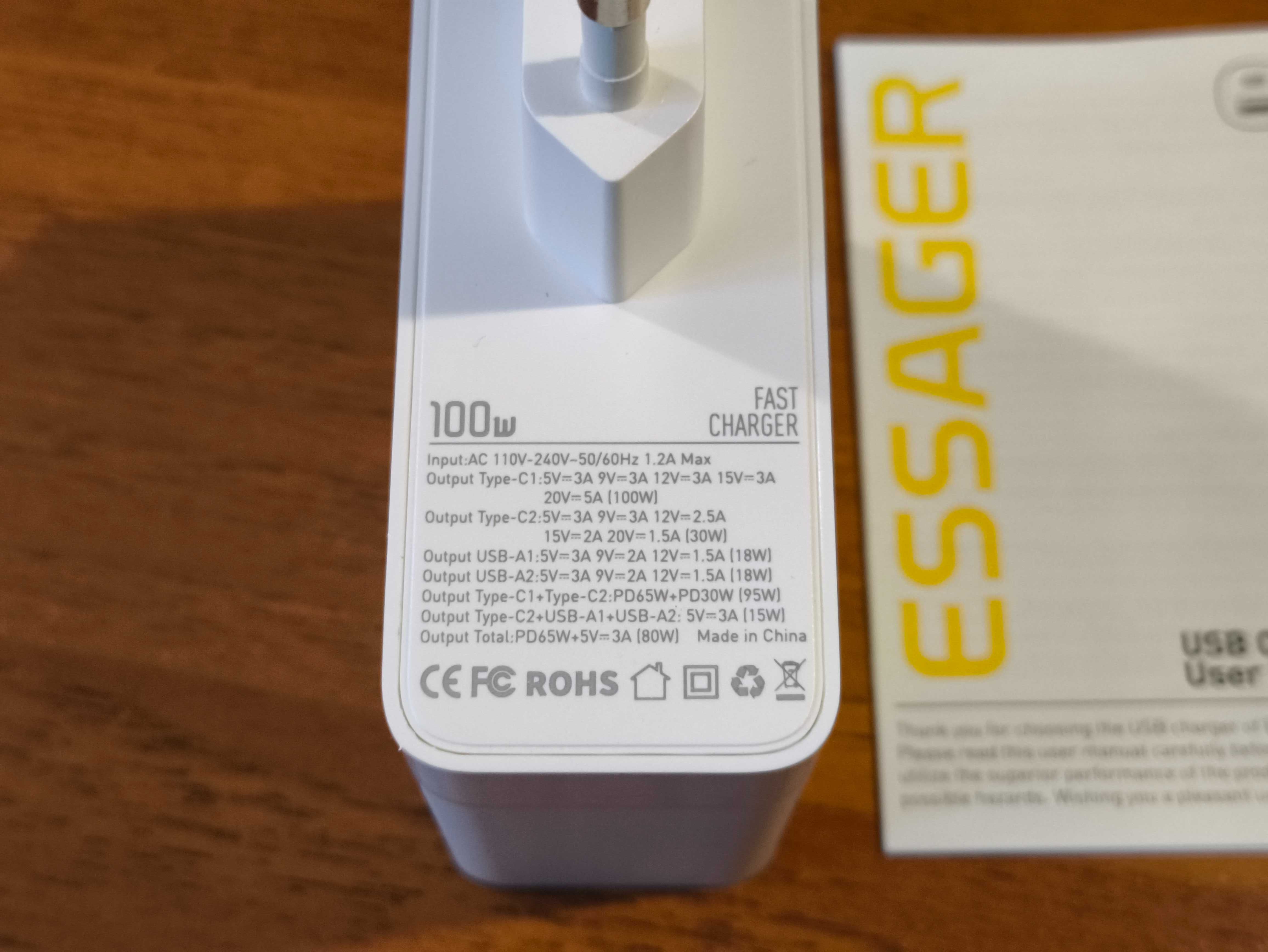 Мережевий зарядний пристрій Essager Grace 100W White KR