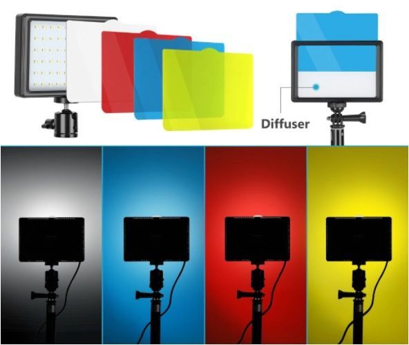 2x painel LED iluminador fotografia e vídeo com tripés e filtros