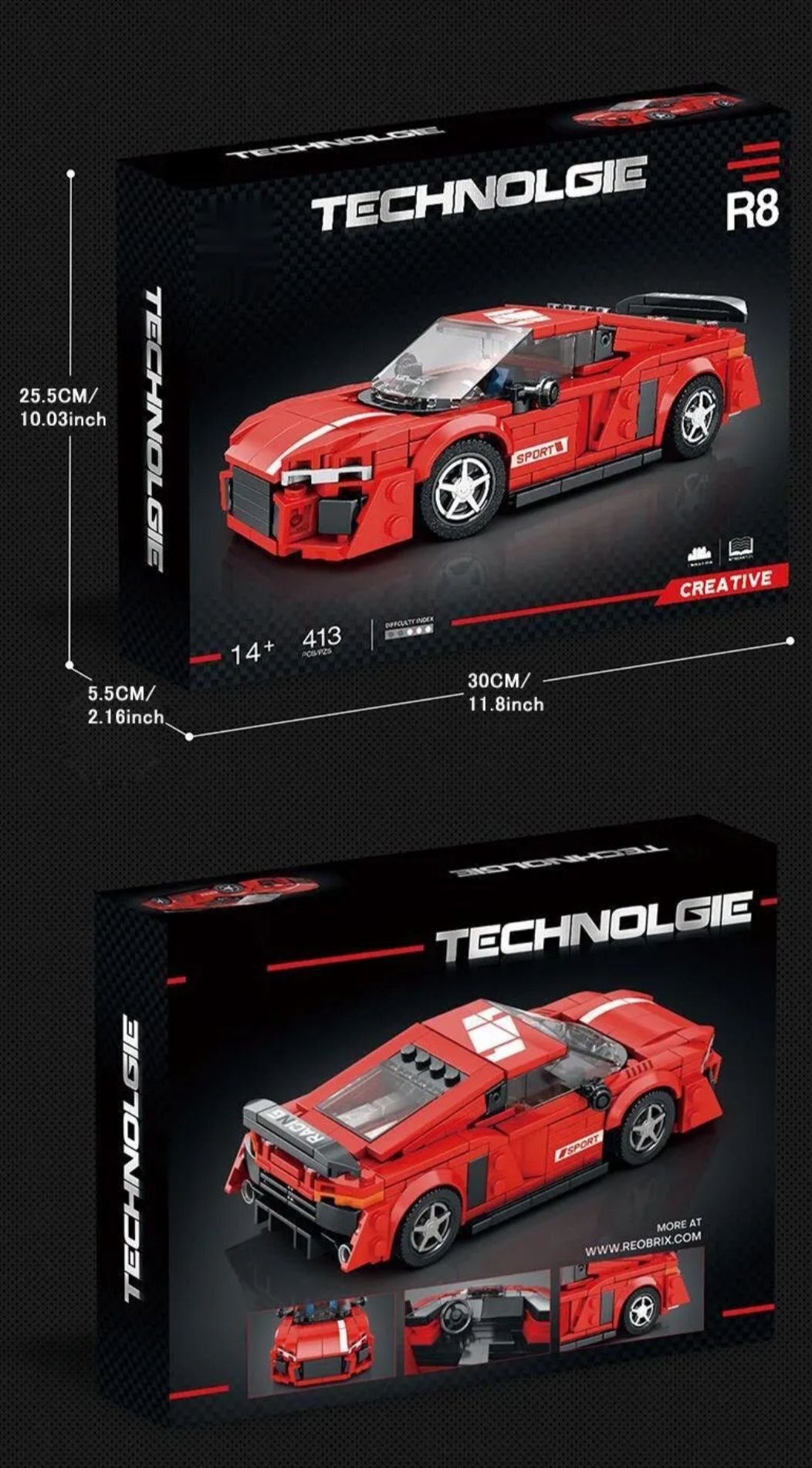 Конструктор(лего)  машина Audi R8, 413 деталей