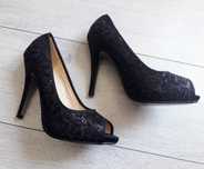 Szpilki czarne z odkrytym palcem peep toe 37 Axelia idealne