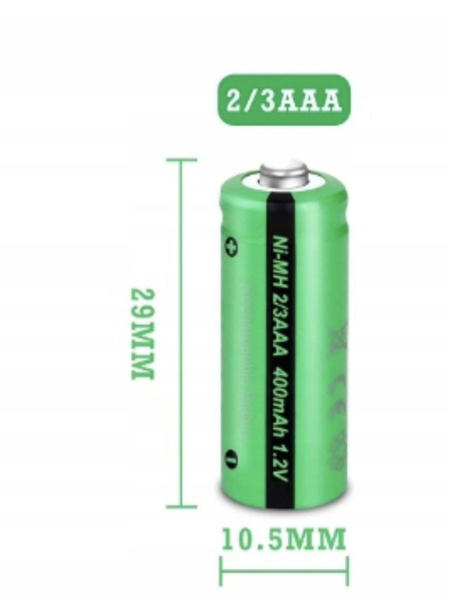 Akumulatory NIMH 1,2V 2/3AAA 400 mAh, do lamp słonecznych, 6 szt.