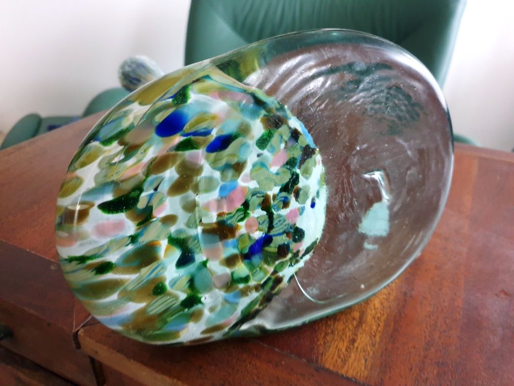 Fantastica jarra vintage em vidro artístico multicolor alemão