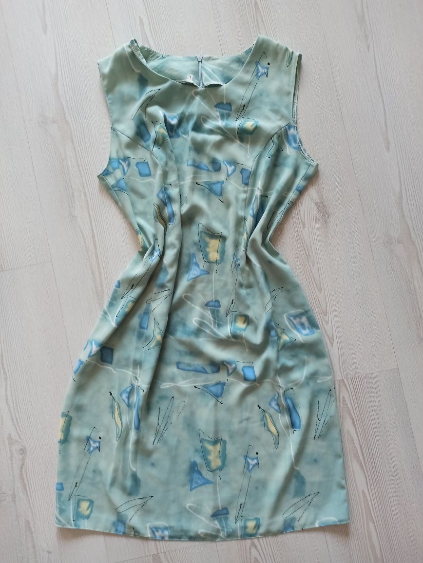Vintage sukienka L 40, w przepiękne pastelowe barwy! Materiał lejący s