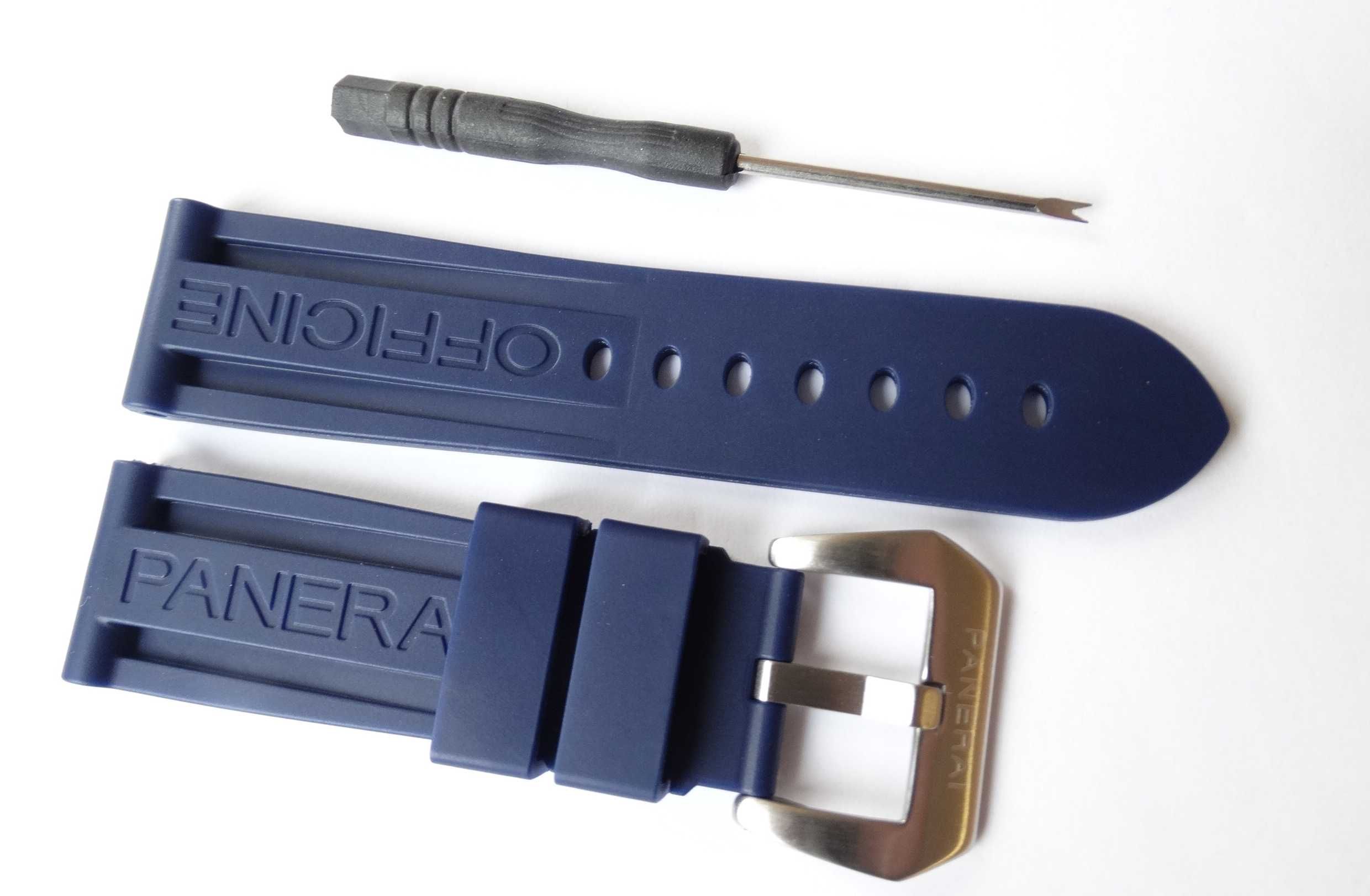 Granatowy pasek silikonowy 24mm do zegarka Panerai PAM gumowy