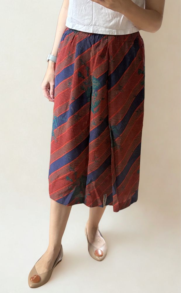Spódnica midi vintage jedwab Renato Balestra floral kwiaty