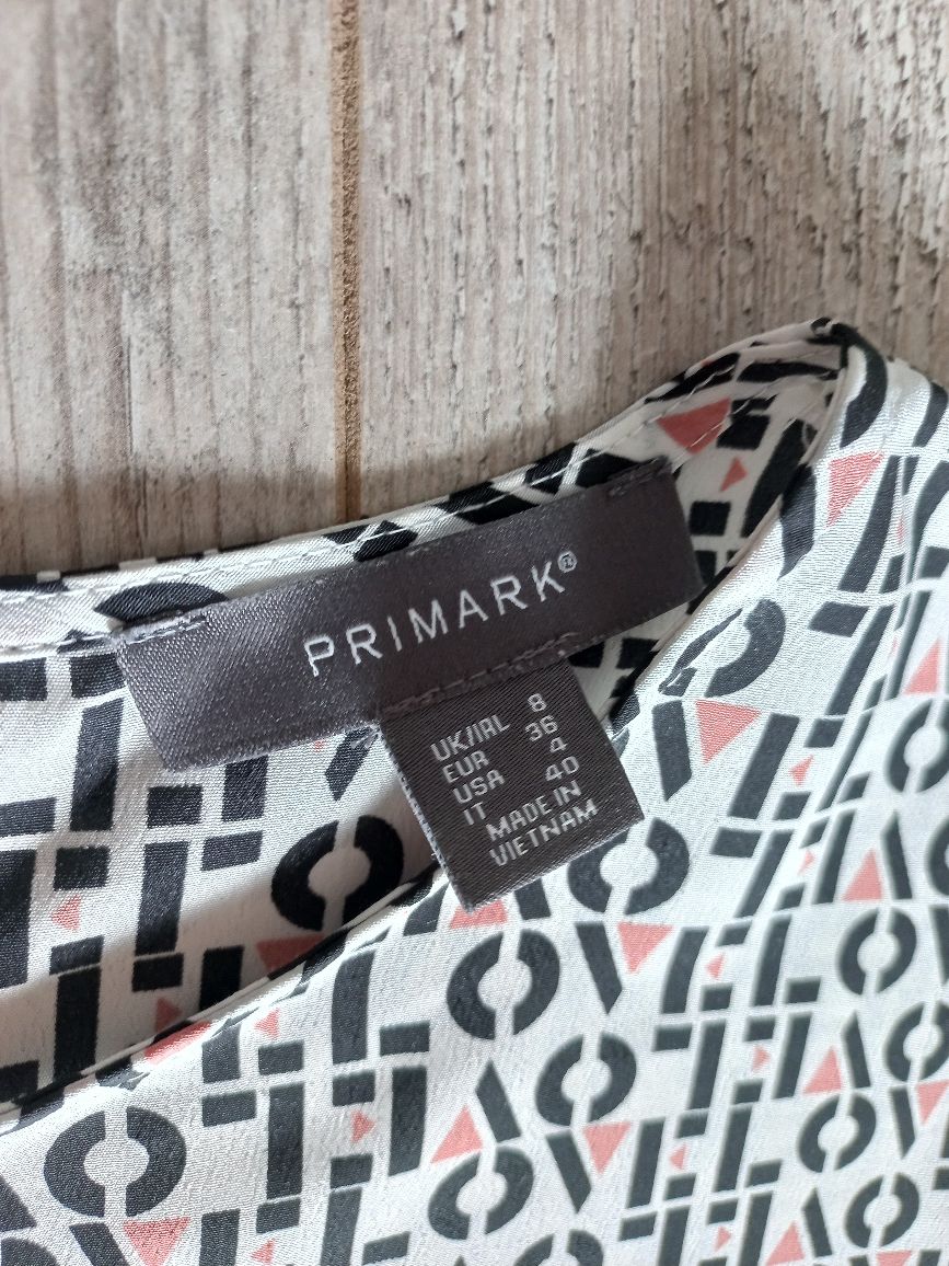 Sukienka S kremowa wzór krótki rękaw Primark