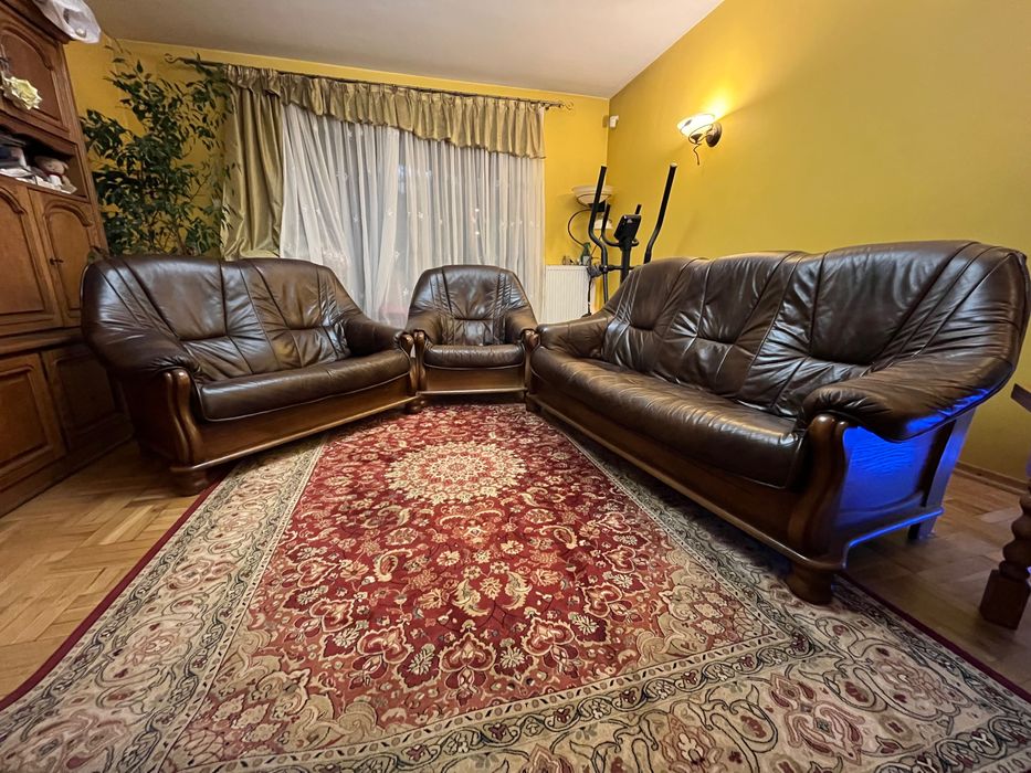 Skórzany komplet wypoczynkowy (3 elementy)