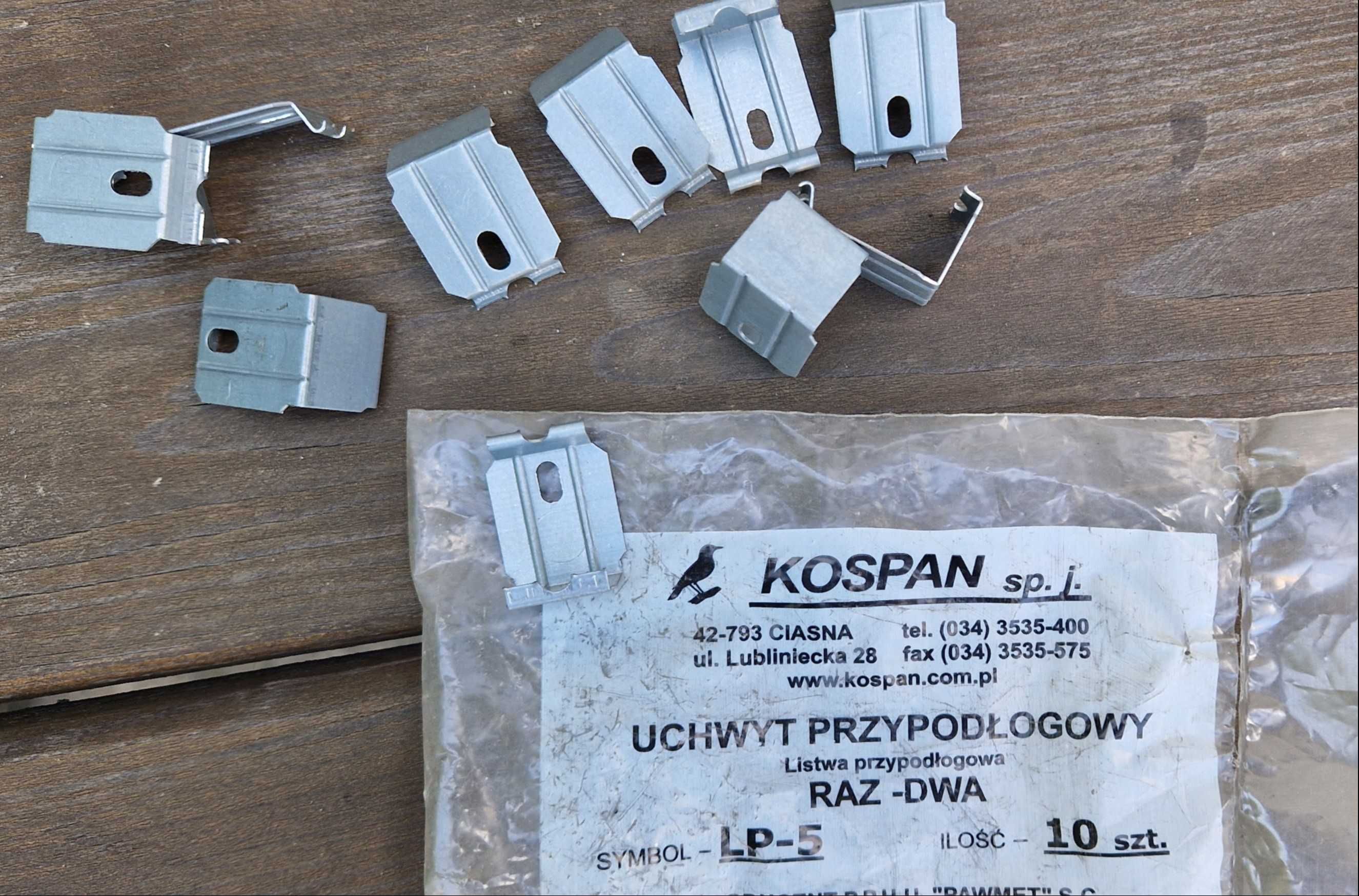 Uchwyty-klipsy do listwy przypodłogowej Kospan LP-5