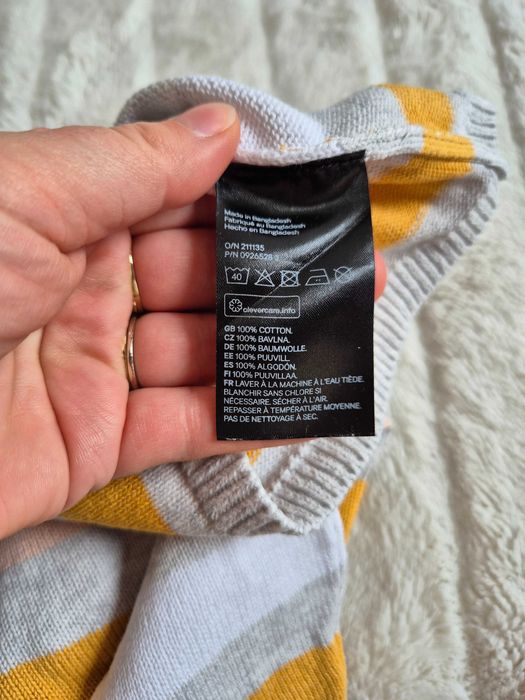 Bawełniany sweterek H&M kolorowy rozmiar 68