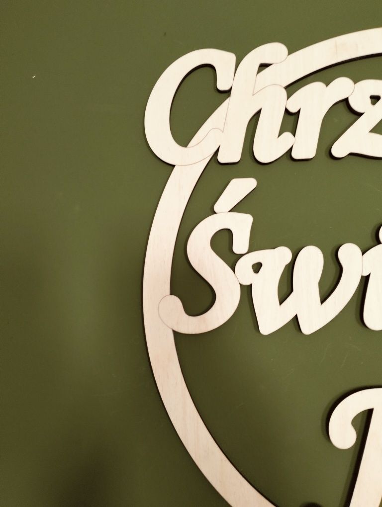Obręcz ramka dekoracja na Chrzciny Chrzest Święty sklejka
